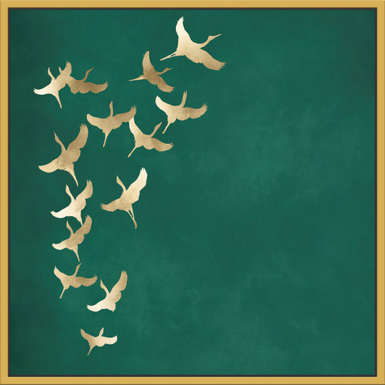 Gold Cranes with Teal