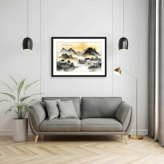 Golden Mist Over Tranquil Mountains
