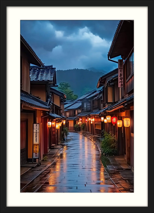 Tokyo Night Street Print with Lantern Alley