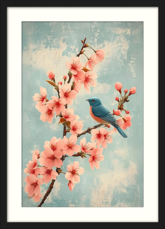 Cherry Blossom Bird Print