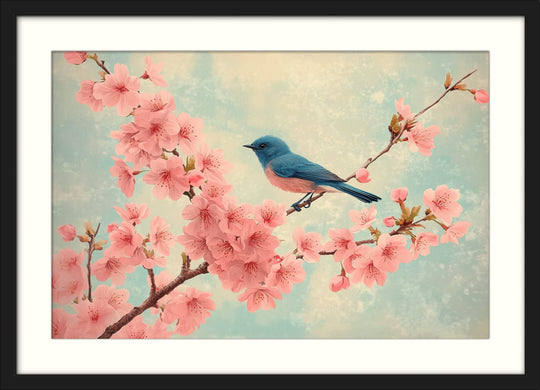 Japanese Sakura Print with Bir