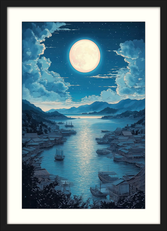 Moonlight Japanese Landscape Print