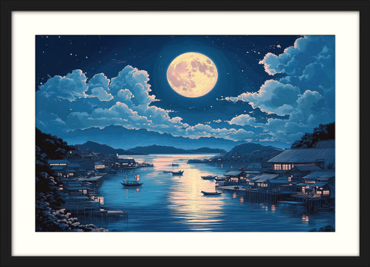 Japanese Moon Landscape Wall Art