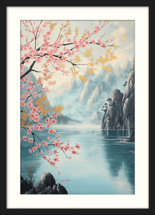 Serene Mountain and Lake Scene