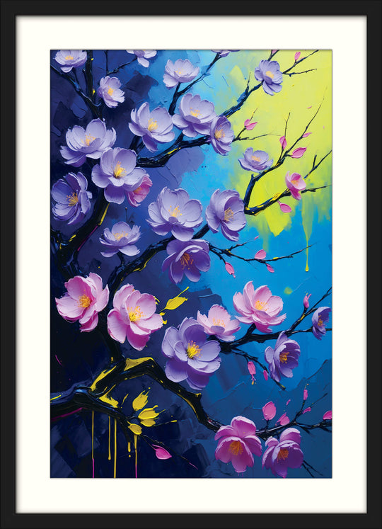 Abstract Sakura in Violet and Neon