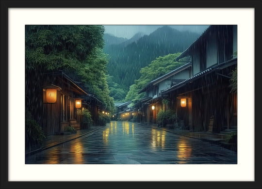 Japanese Rainy Night Wall Art