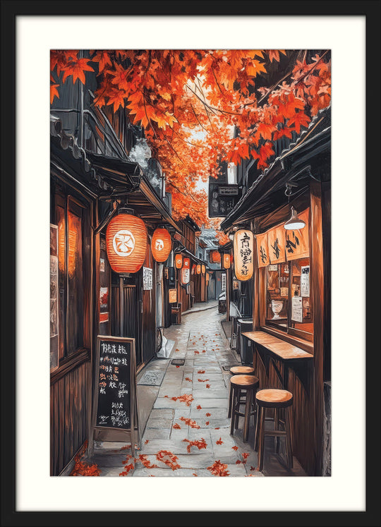 Autumn Lantern Alley in Kyoto