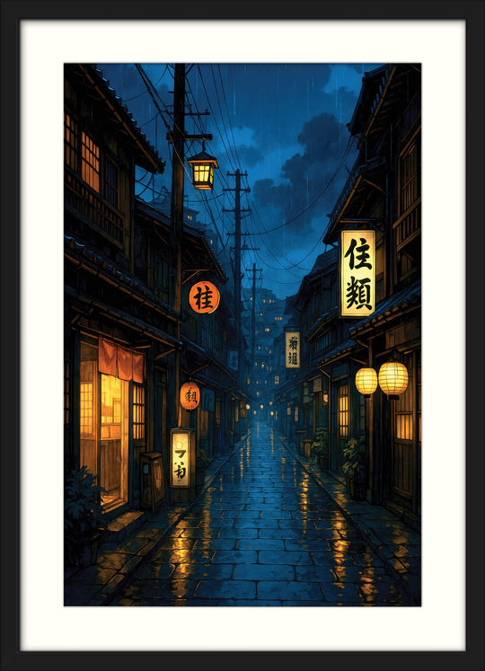 Rainy Japanese Street at Night