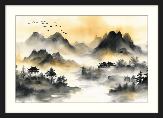 Golden Mist Over Tranquil Mountains