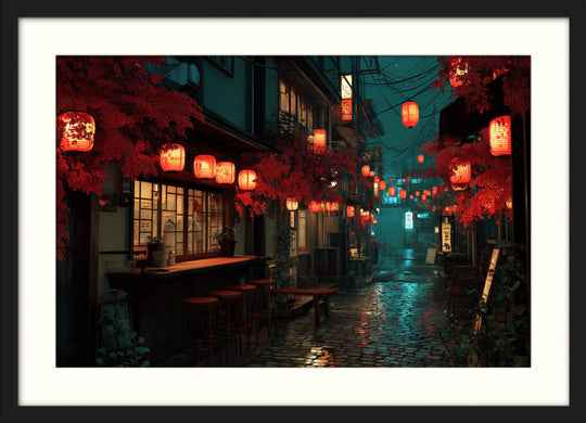 Japanese Lantern Street Wall Art