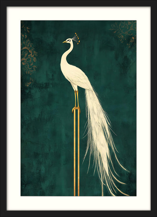 White Peacock on Gold Pedestal