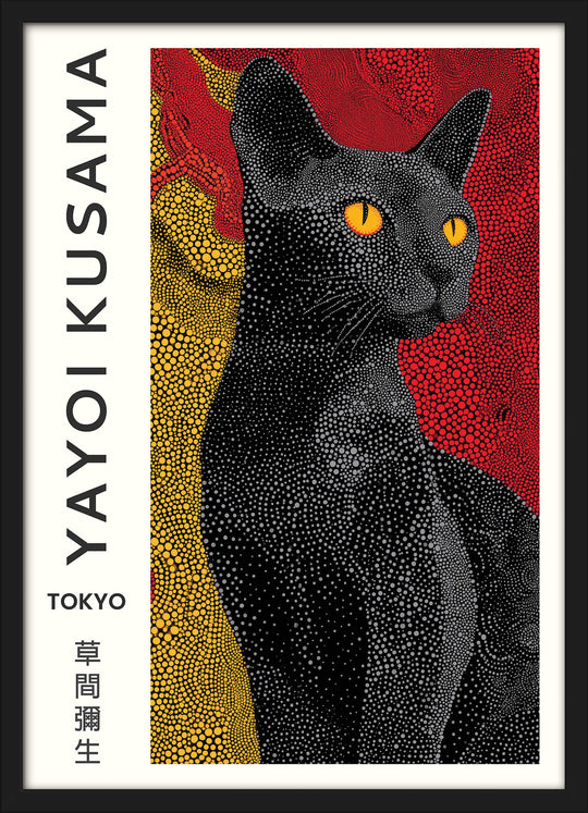 Yayoi Kusama Black Cat Portrait