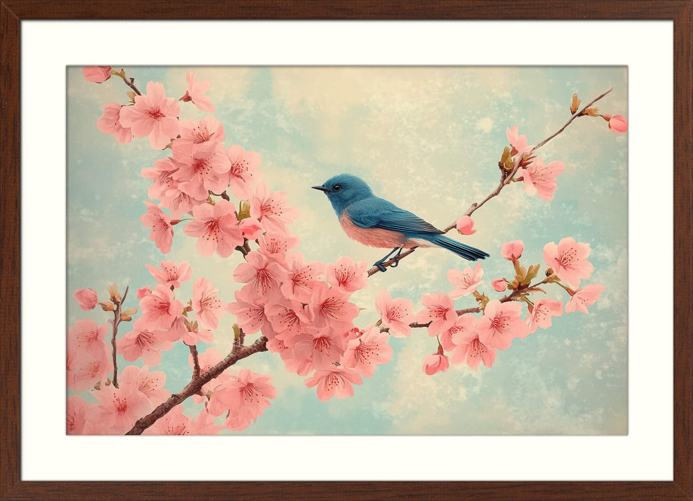 Japanese Sakura Print with Bir