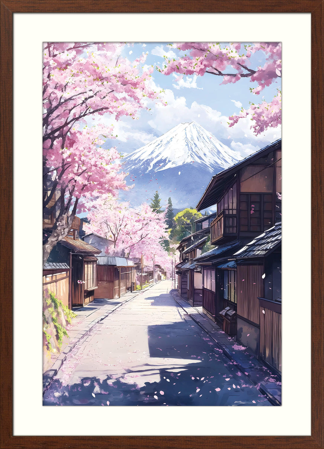 Cherry Blossom Street with Mount Fuji