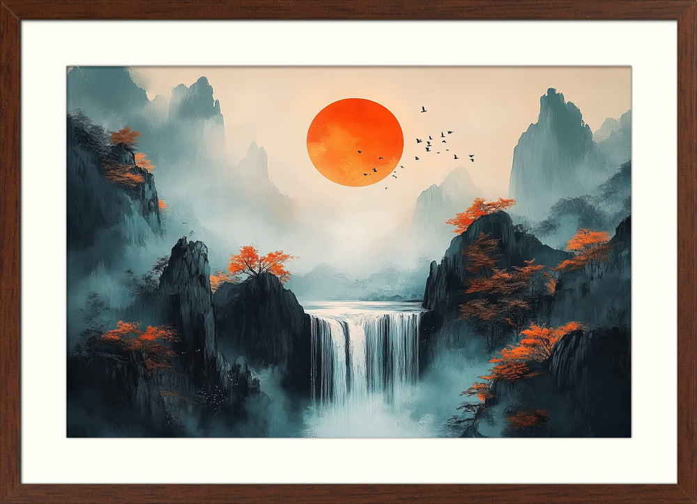 Japanese Mountain Sunrise Wall Art