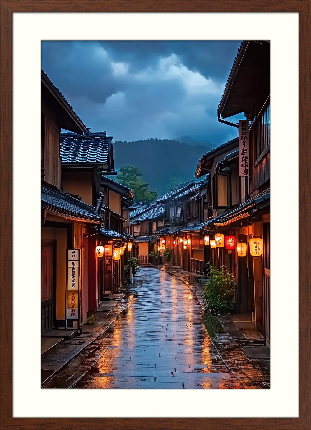 Tokyo Night Street Print with Lantern Alley