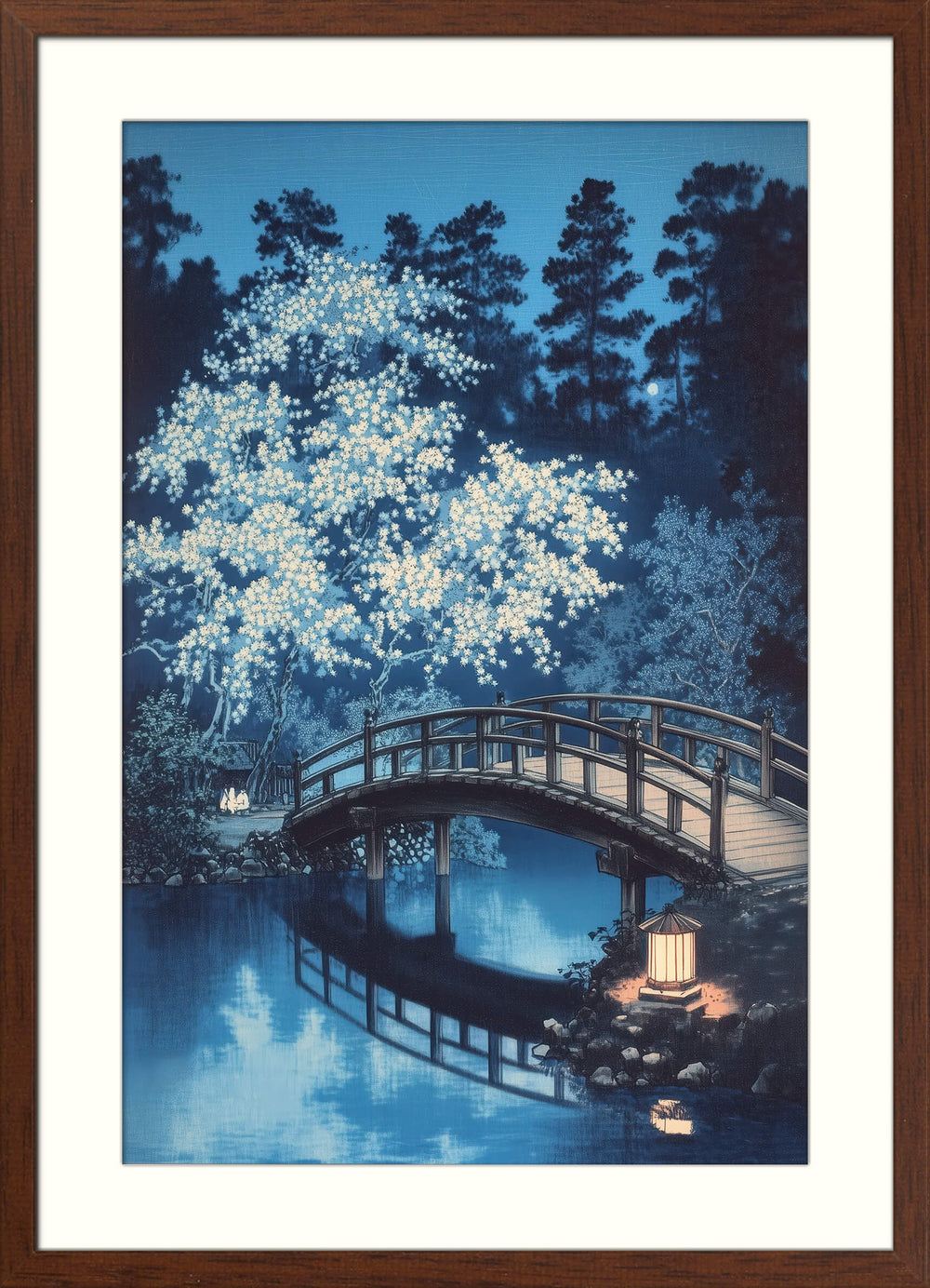 Moonlit Bridge and Blossoms