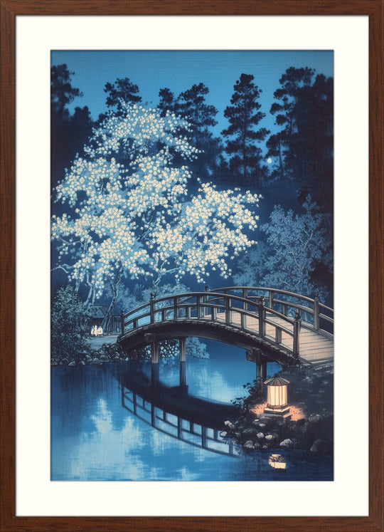 Moonlit Bridge and Blossoms