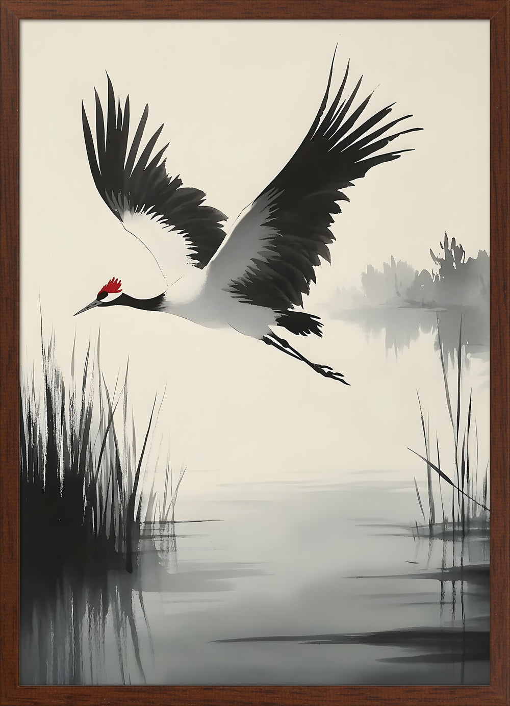 Red-Crowned Crane in Flight