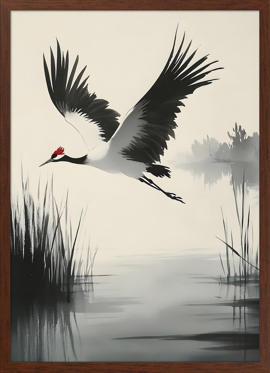 Red-Crowned Crane in Flight
