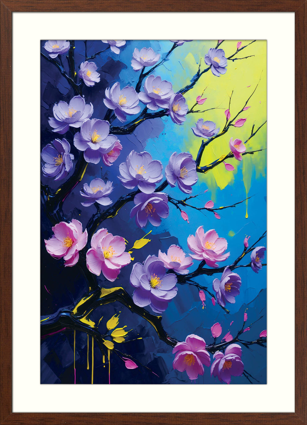 Abstract Sakura in Violet and Neon