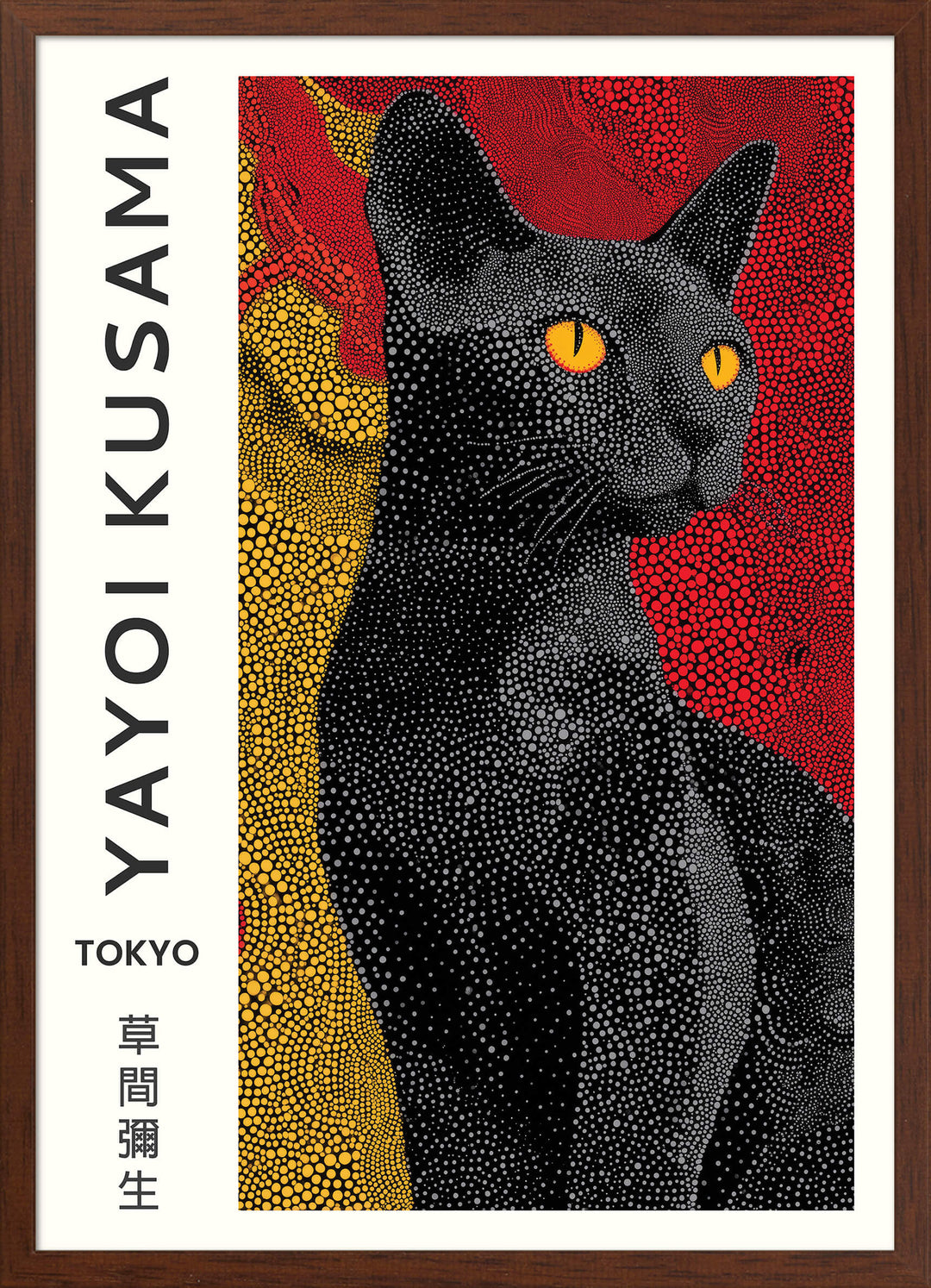 Yayoi Kusama Black Cat Portrait