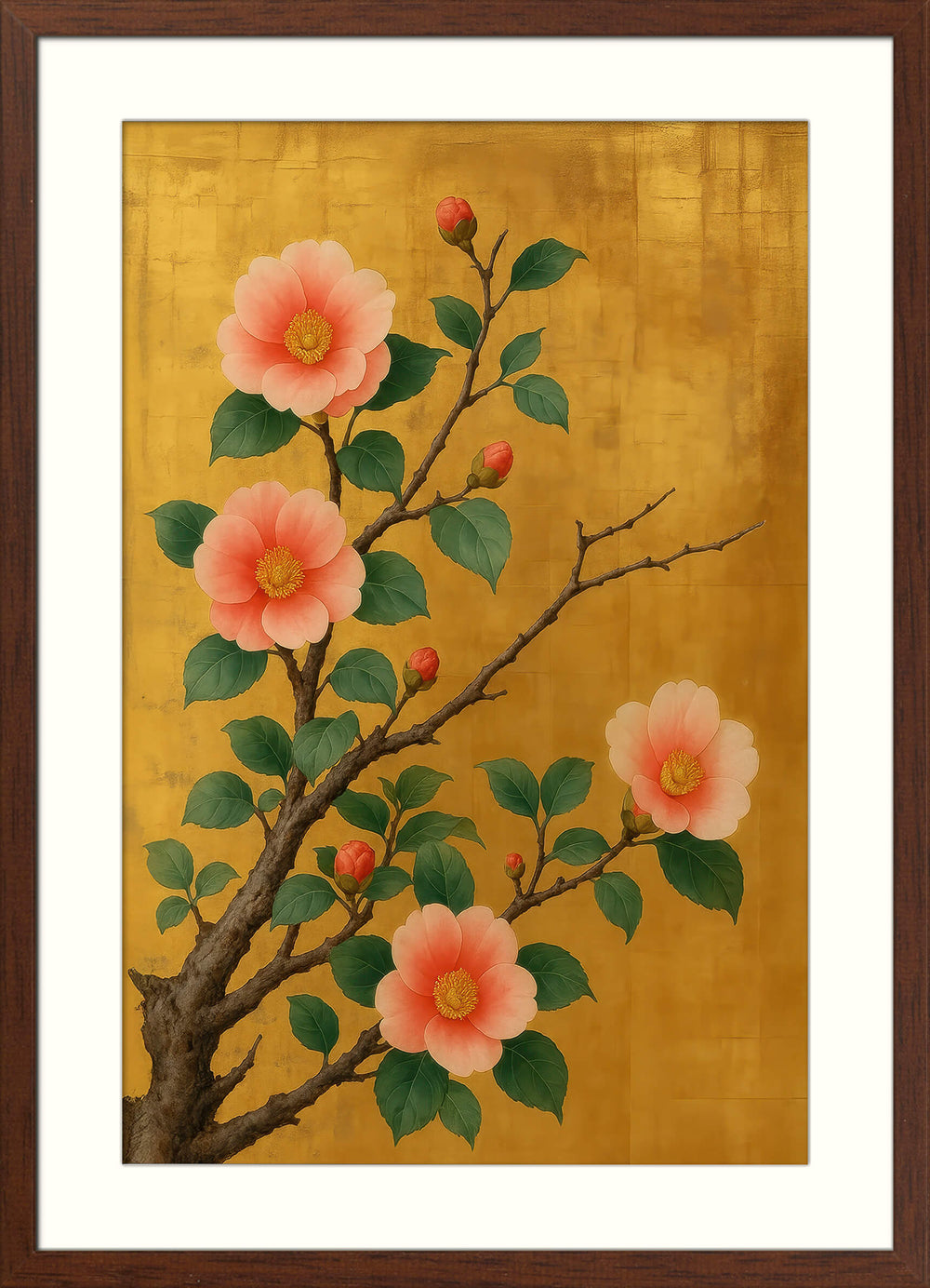 Camellia Flower Print in Rinpa Style
