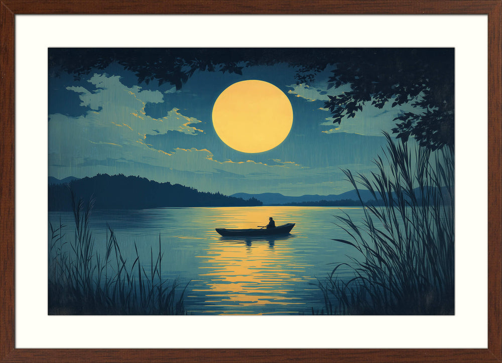 Japanese Moonlight Lake Print
