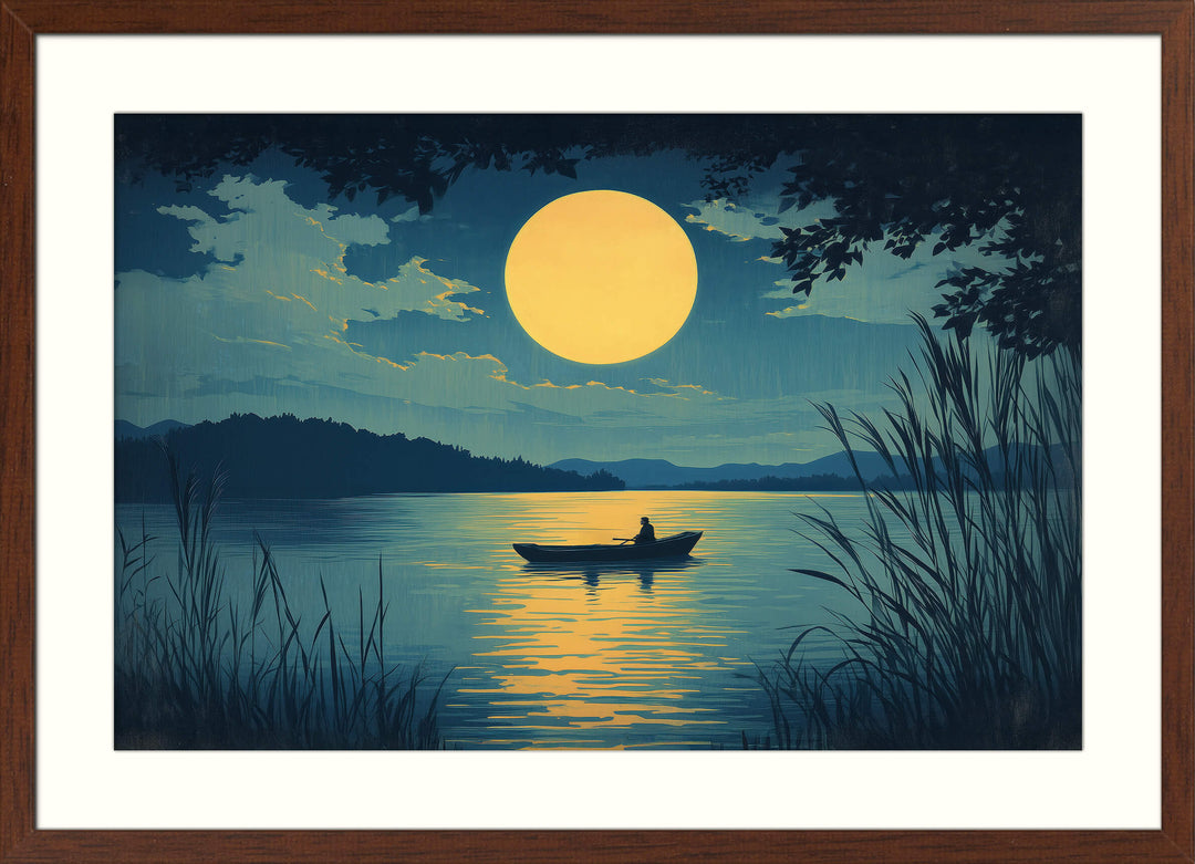 Japanese Moonlight Lake Print