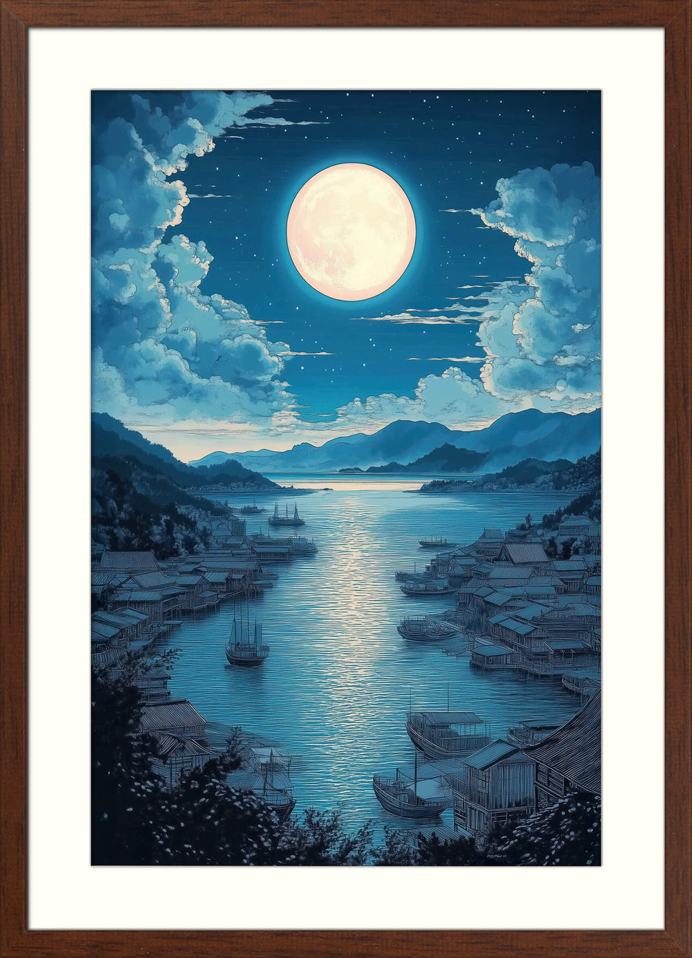 Moonlight Japanese Landscape Print