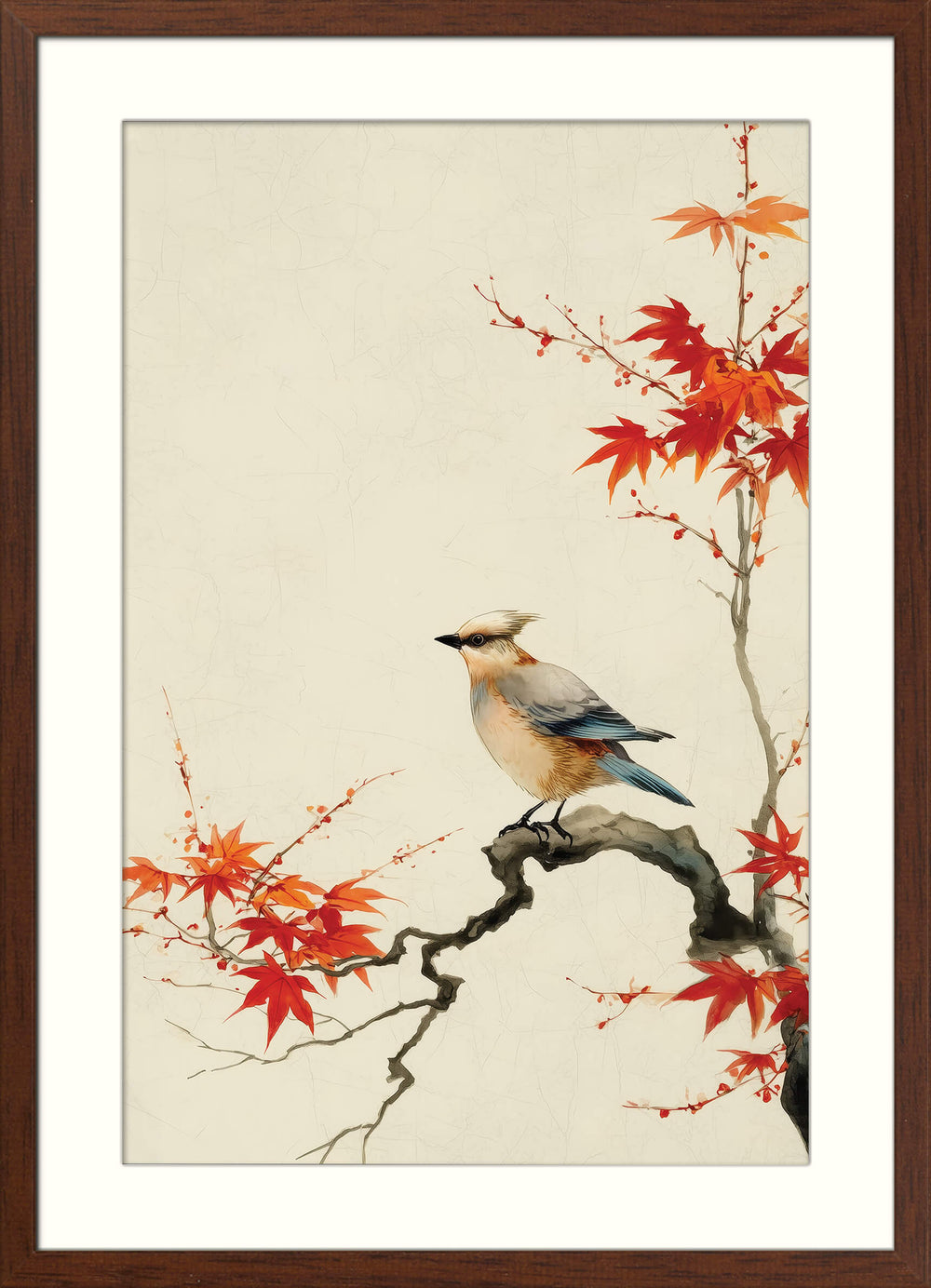 Autumn Perch – Bird on Maple Branch