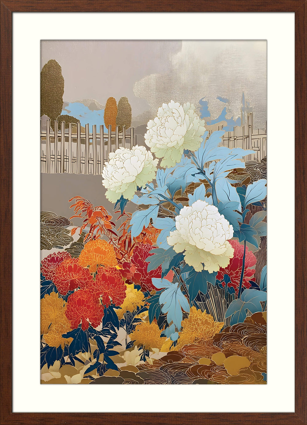 Peonies and Chrysanthemums