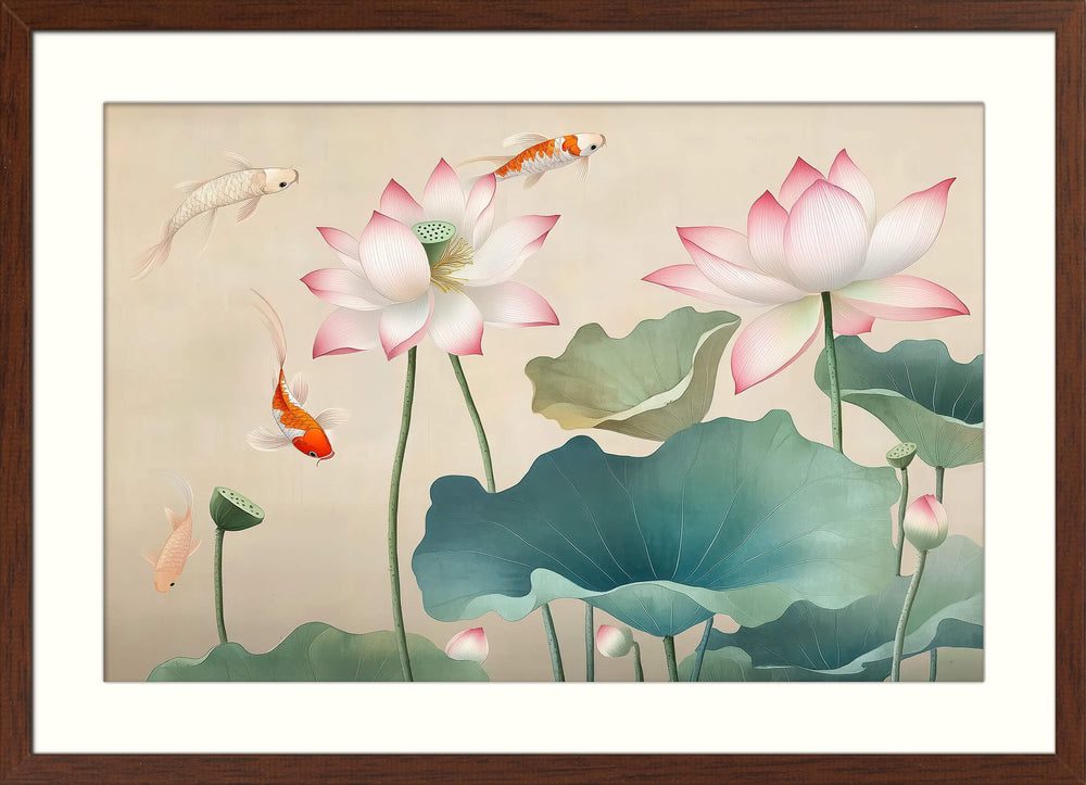 Koi Fish Lotus Wall Art