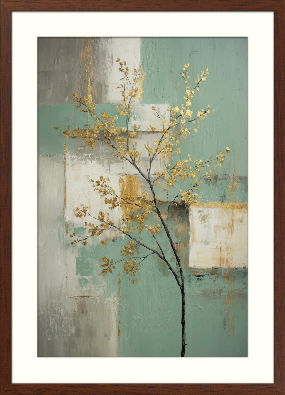 Golden Tranquility Abstract Tree