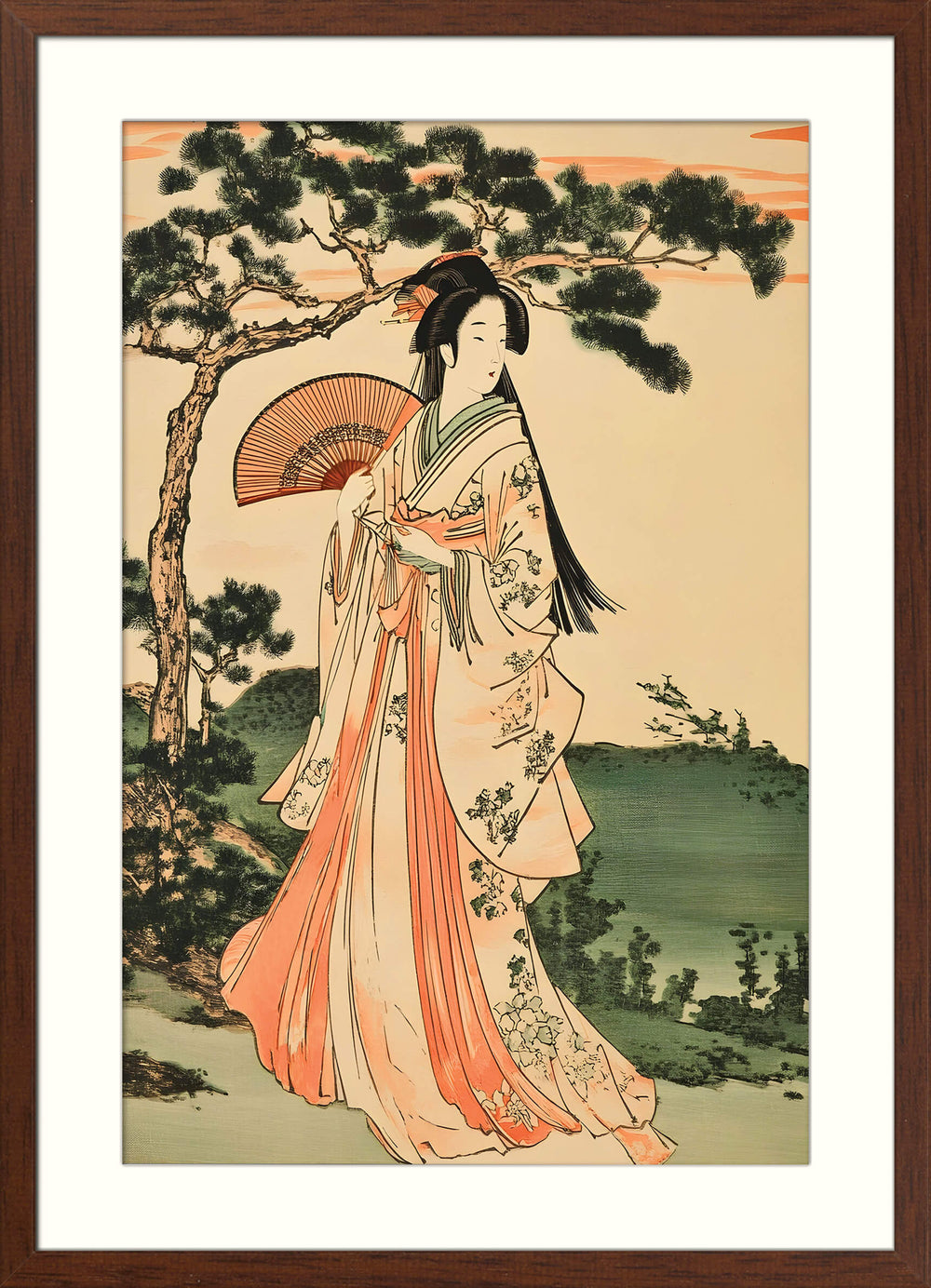 Elegant Geisha with Fan