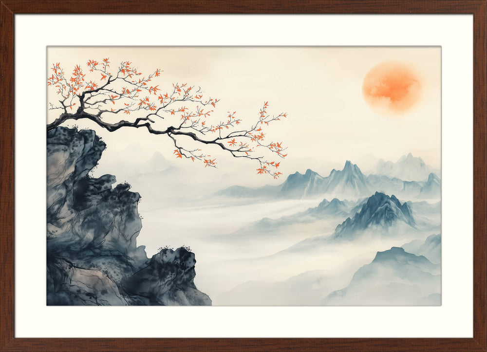 Crimson Leaves and Morning Mist