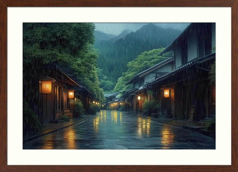 Japanese Rainy Night Wall Art