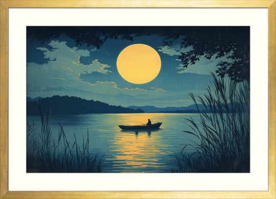 Japanese Moonlight Lake Print