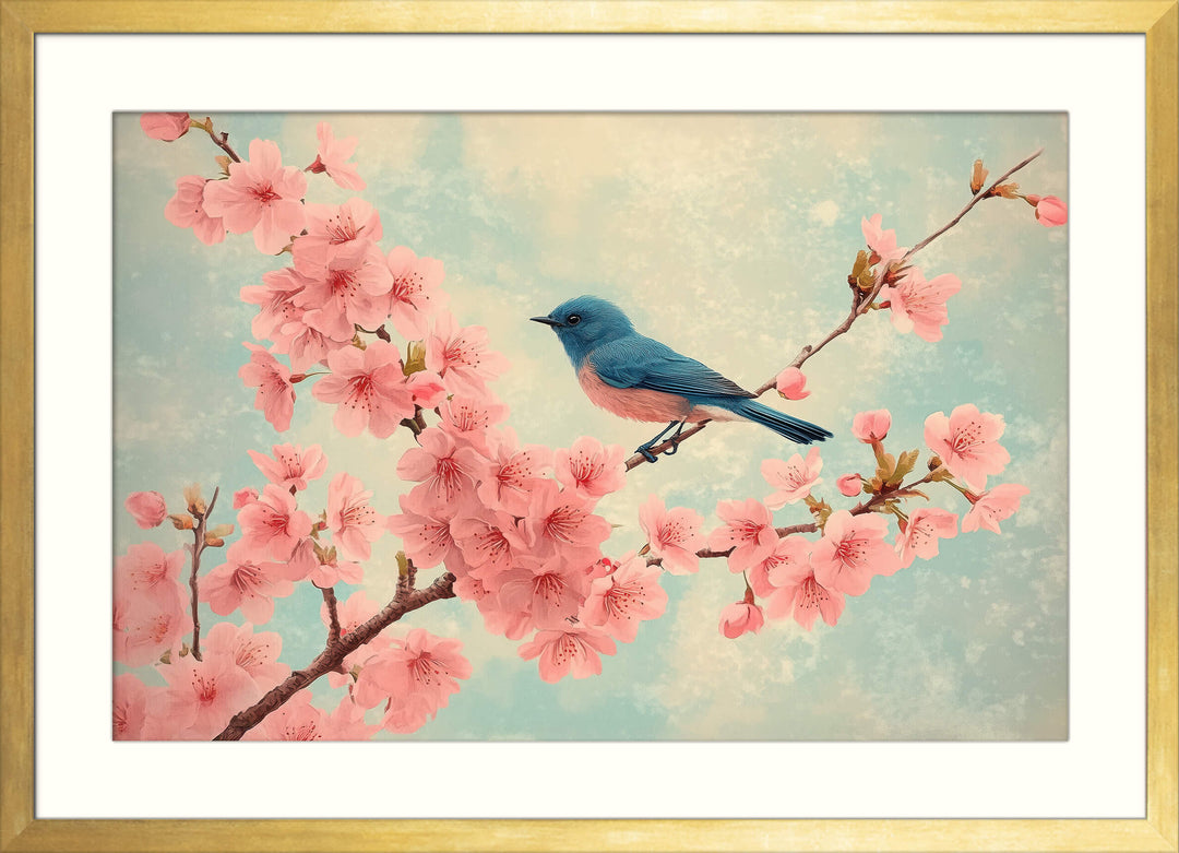 Japanese Sakura Print with Bir