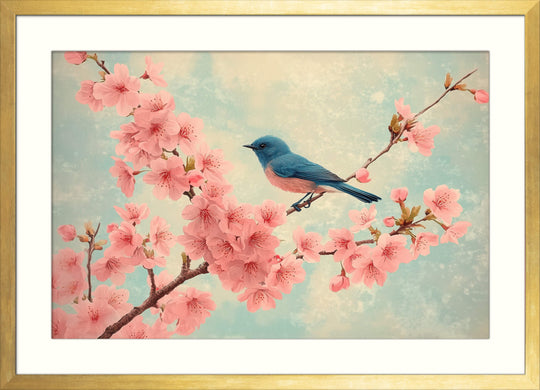 Japanese Sakura Print with Bir