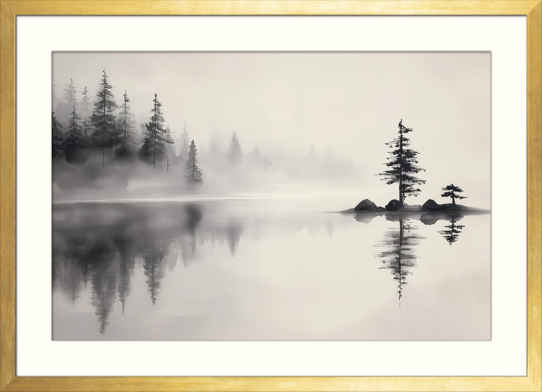 Stillness in the Mist Lake Scene