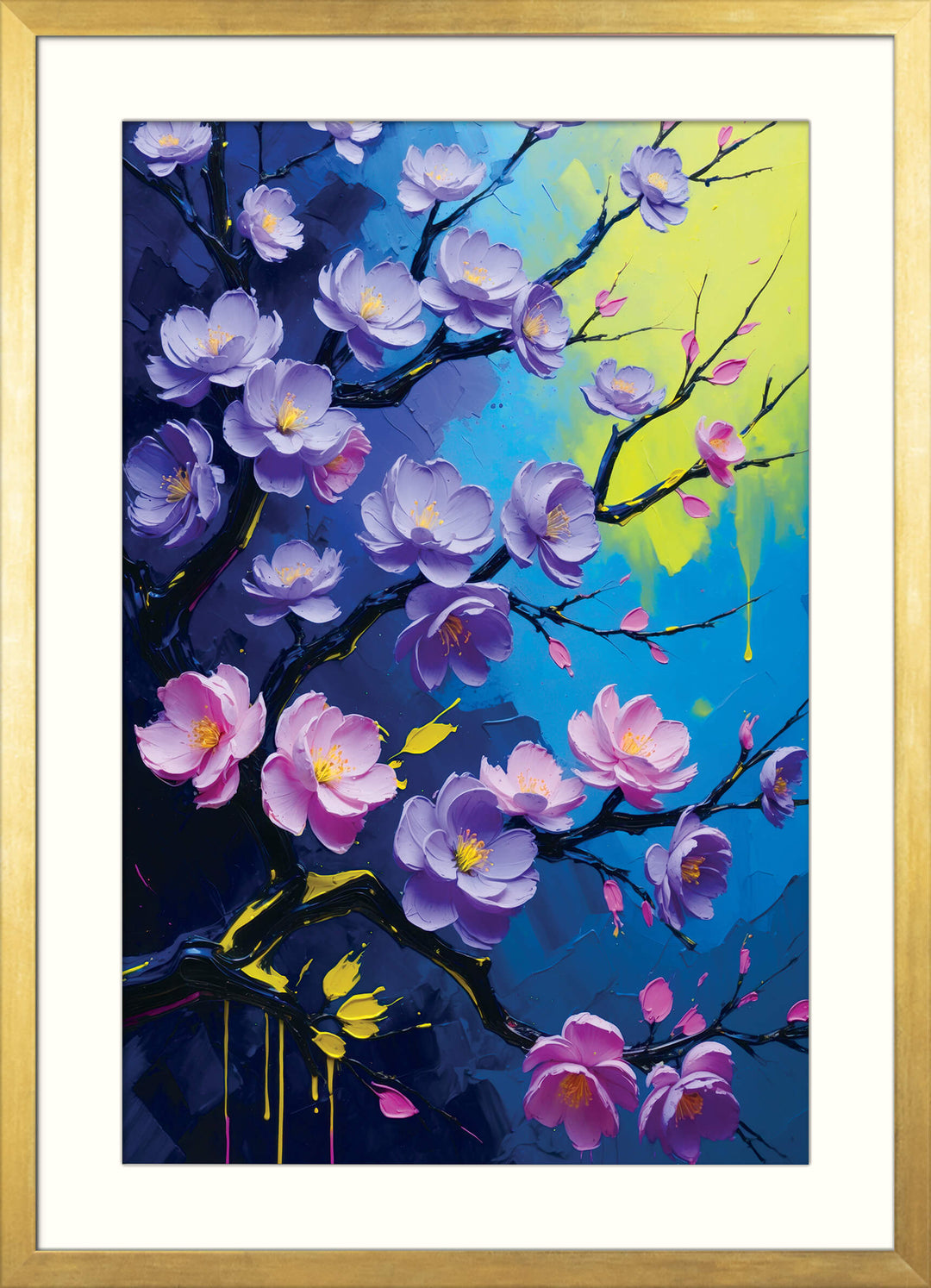 Abstract Sakura in Violet and Neon