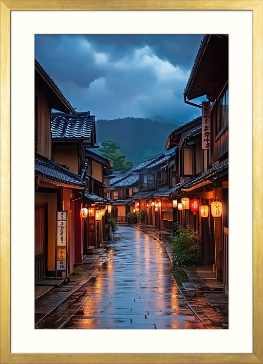 Tokyo Night Street Print with Lantern Alley