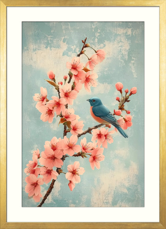 Cherry Blossom Bird Print