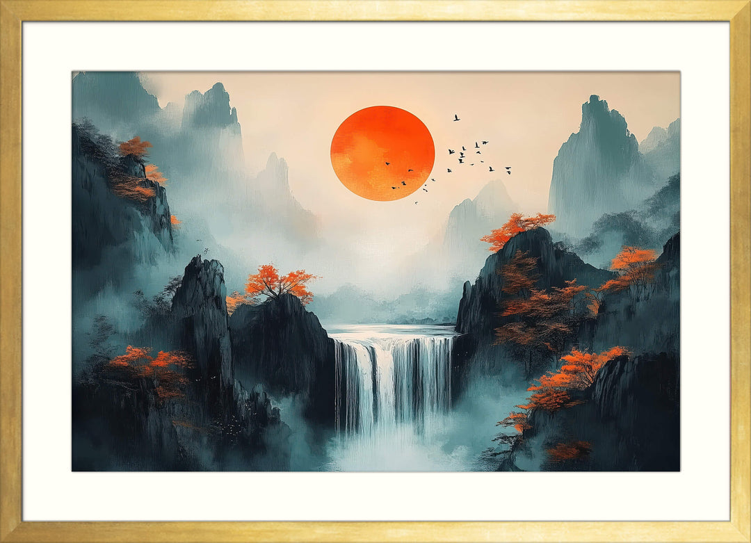 Japanese Mountain Sunrise Wall Art