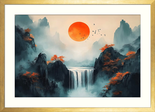 Japanese Mountain Sunrise Wall Art