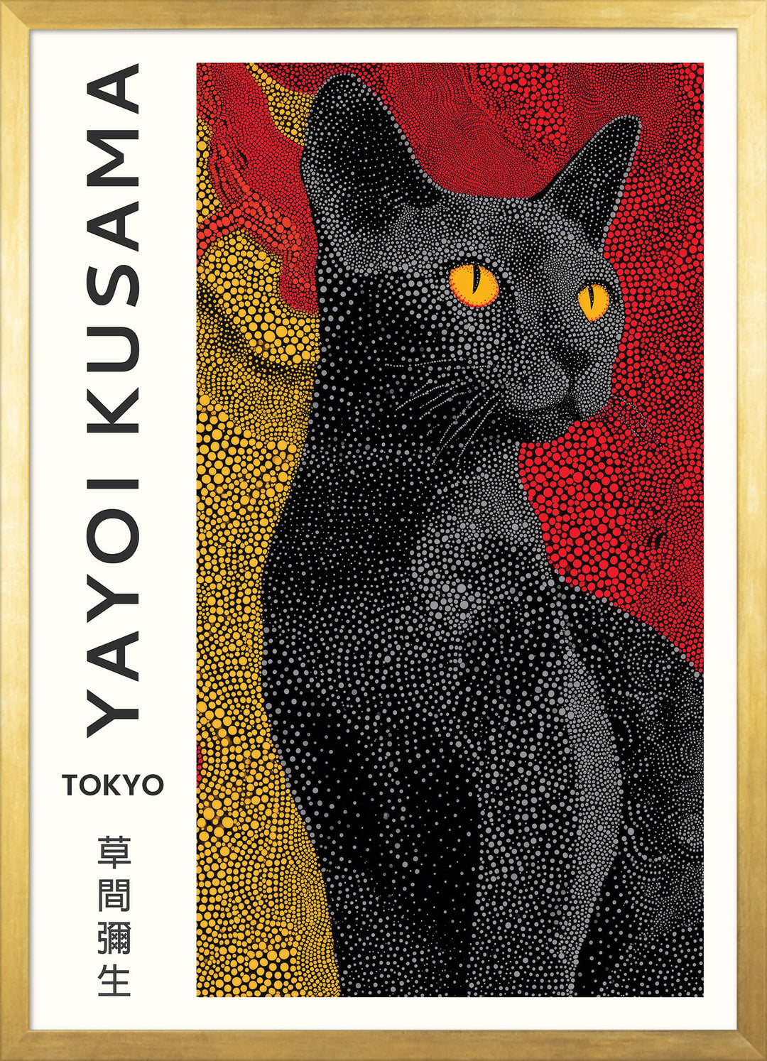 Yayoi Kusama Black Cat Portrait