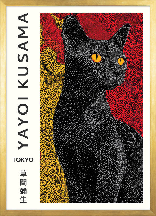 Yayoi Kusama Black Cat Portrait