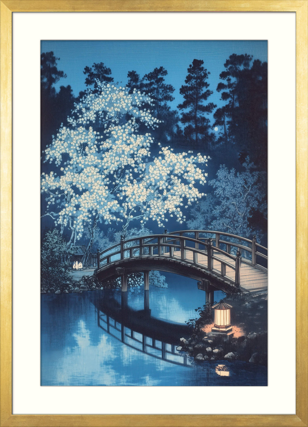 Moonlit Bridge and Blossoms