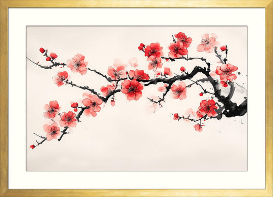 Sumi-e Cherry Blossom Print
